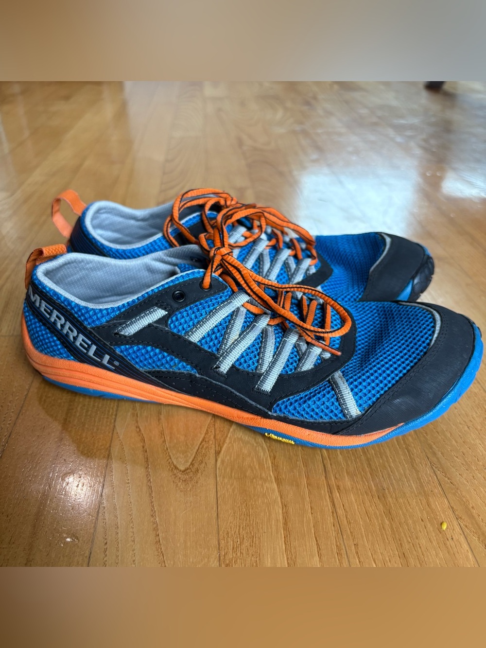 Merrell Mens Barefoot Shoes Flux Glove Sport Apollo Blue Orange Mens Size 8.5